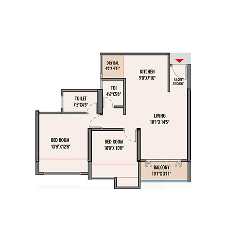 GK Aria Punawale 2BHK Floor Plan Image