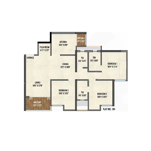 GK Aria Punawale 3BHK Floor Plan Image